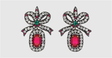 gucci crystal earrings|Gucci embroidered earrings.